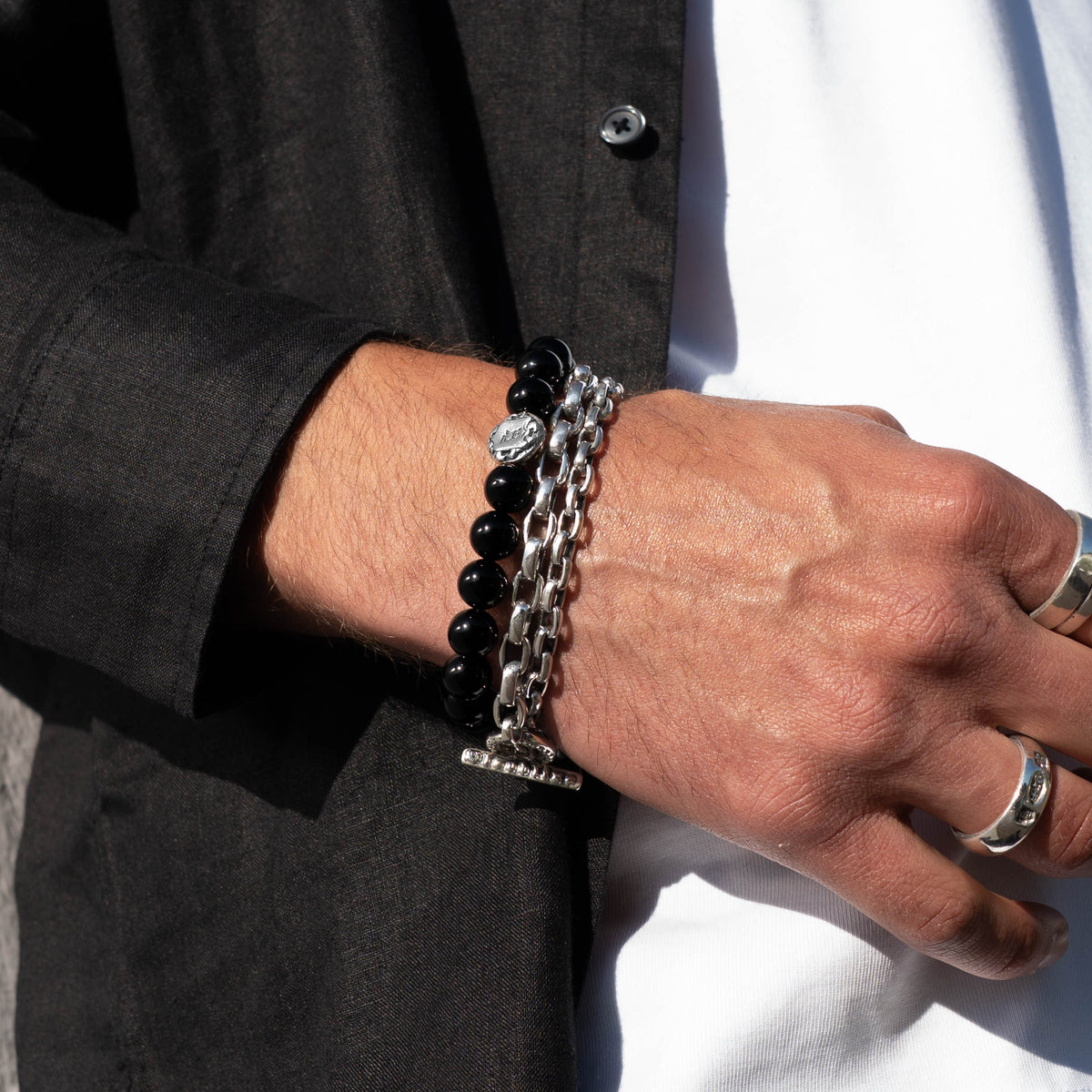 Bloodline Buddha Sterling Silver Bracelet - 10mm