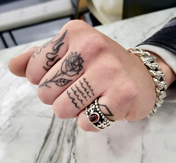 King Henry Ring with Garnet In Sterling Silver, 12.5mm – BLOODLINE