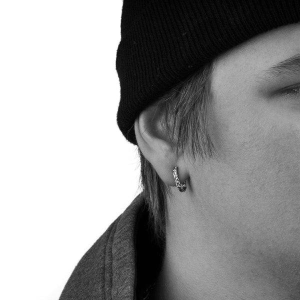 Elongated Eternal Vine Hoop Earrings In Sterling Silver, 24mm BLOODLINE DESIGN