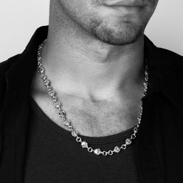 Bloodline Skull Link Chain Necklace Sterling Silver 9mm BLOODLINE DESIGN bloodline-skull-link-chain-necklace-sterling-silver-9mm-bloodline-design
