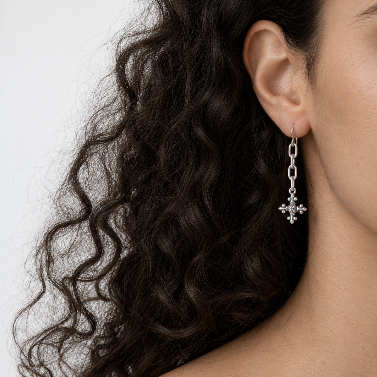 Bloodline Design Womens Earrings The Antique French Cross Link Earrings