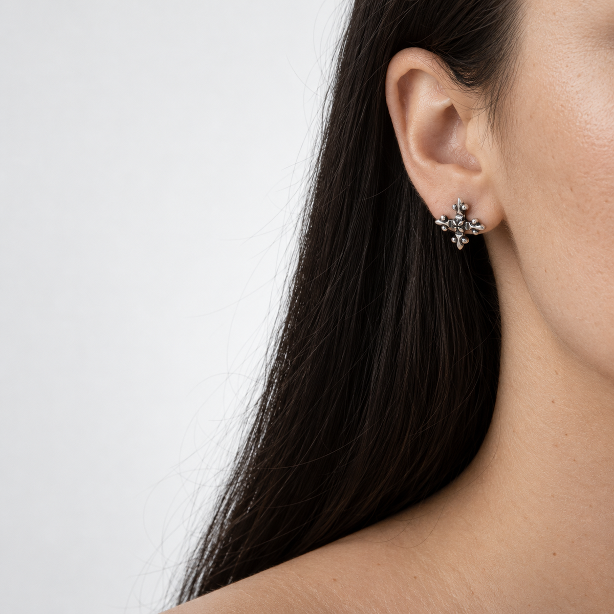 Bloodline Design Womens Earrings Antique French Cross Stud Earrings