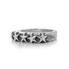 Solid Sterling Silver band decorated with five stars on the top of the ring
