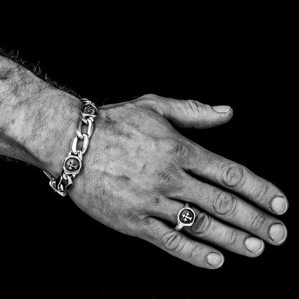 12th. Century Cross Wax Stamp Ring In Sterling Silver, 15mm BLOODLINE