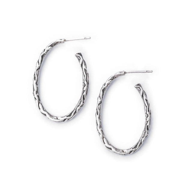 Oval Eternal Vine Hoop Earrings in Sterling Silver, 29mm BLOODLINE DESIGN