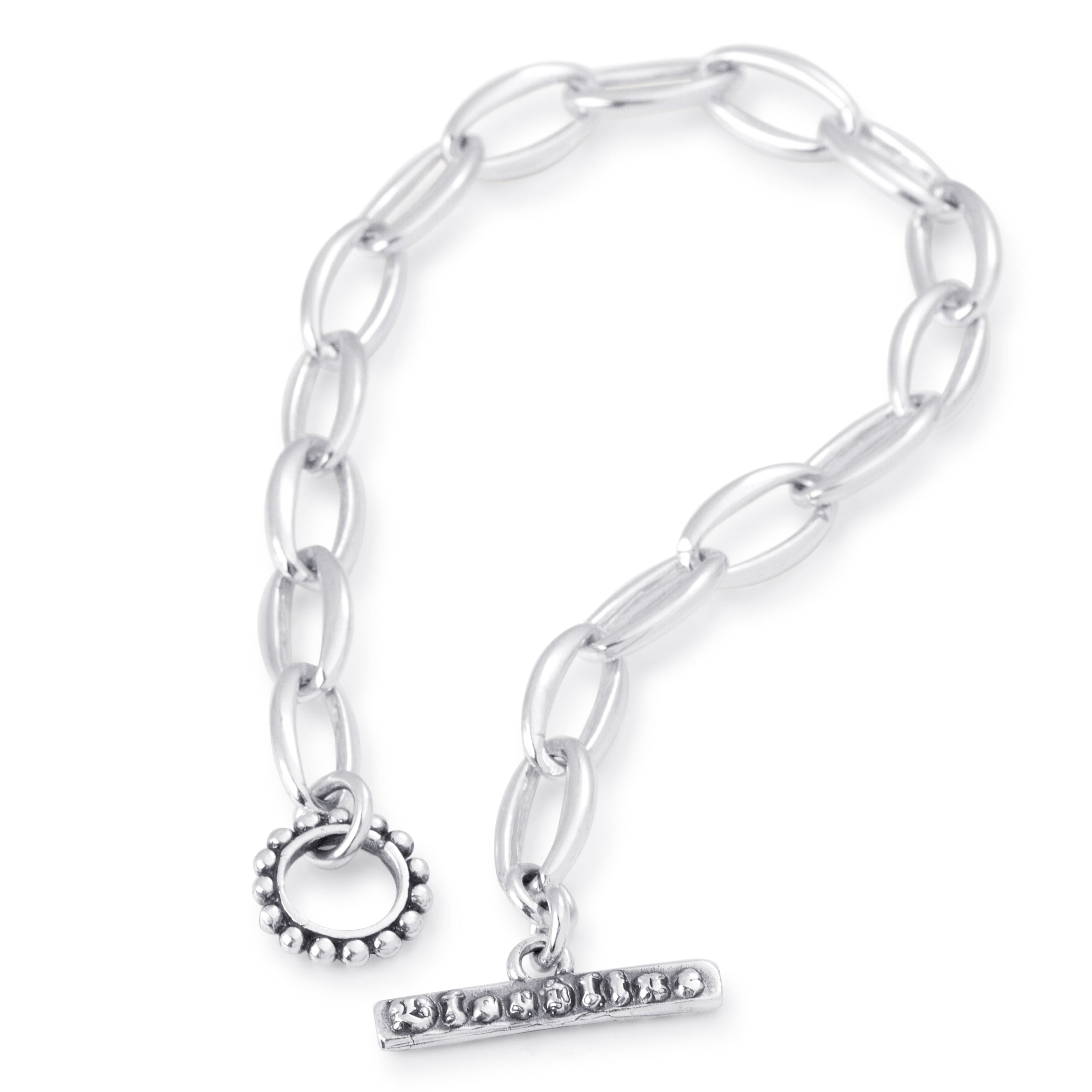 Manhattan Link Chain Bracelet in Sterling Silver, 8.5mm
