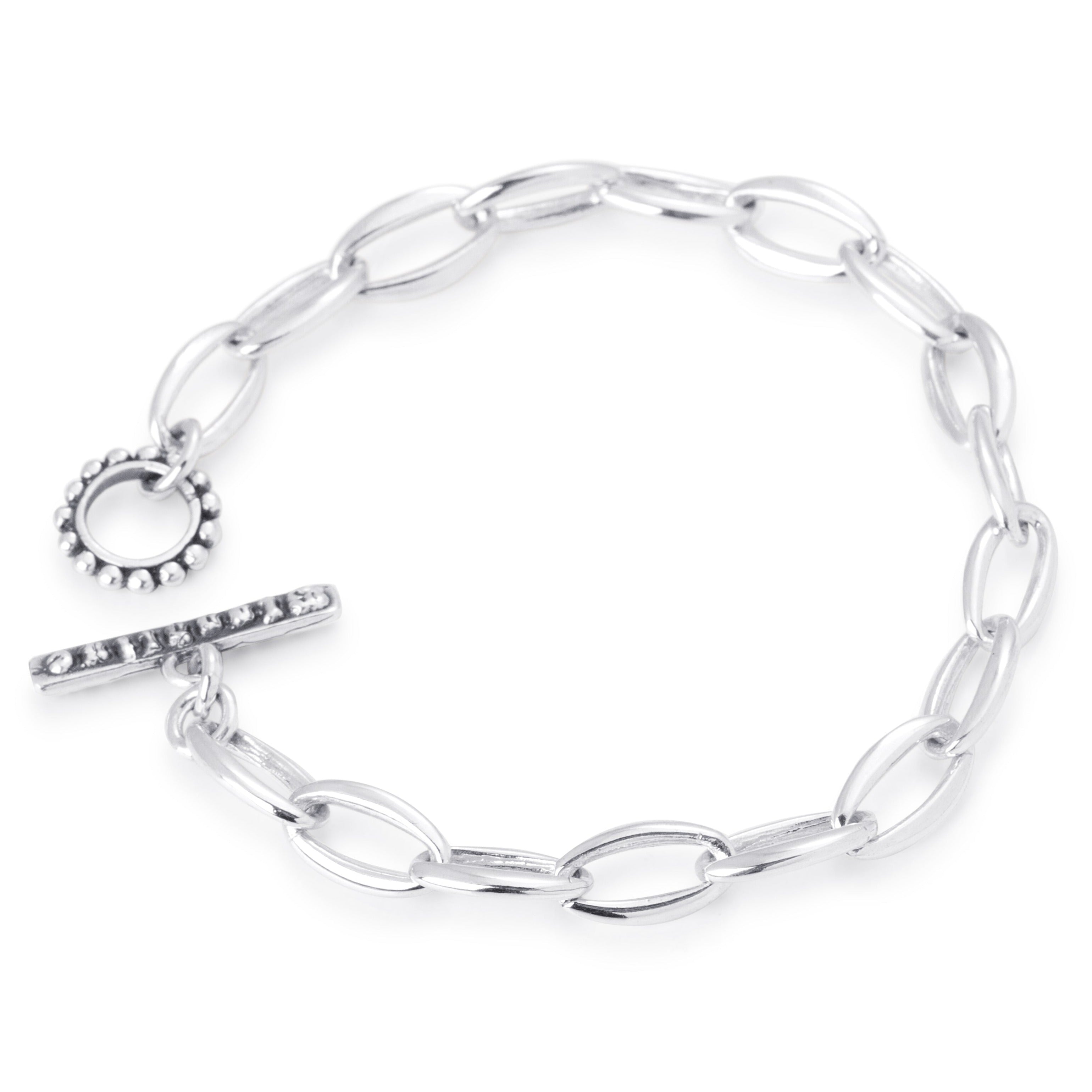 Manhattan Link Chain Bracelet in Sterling Silver, 8.5mm