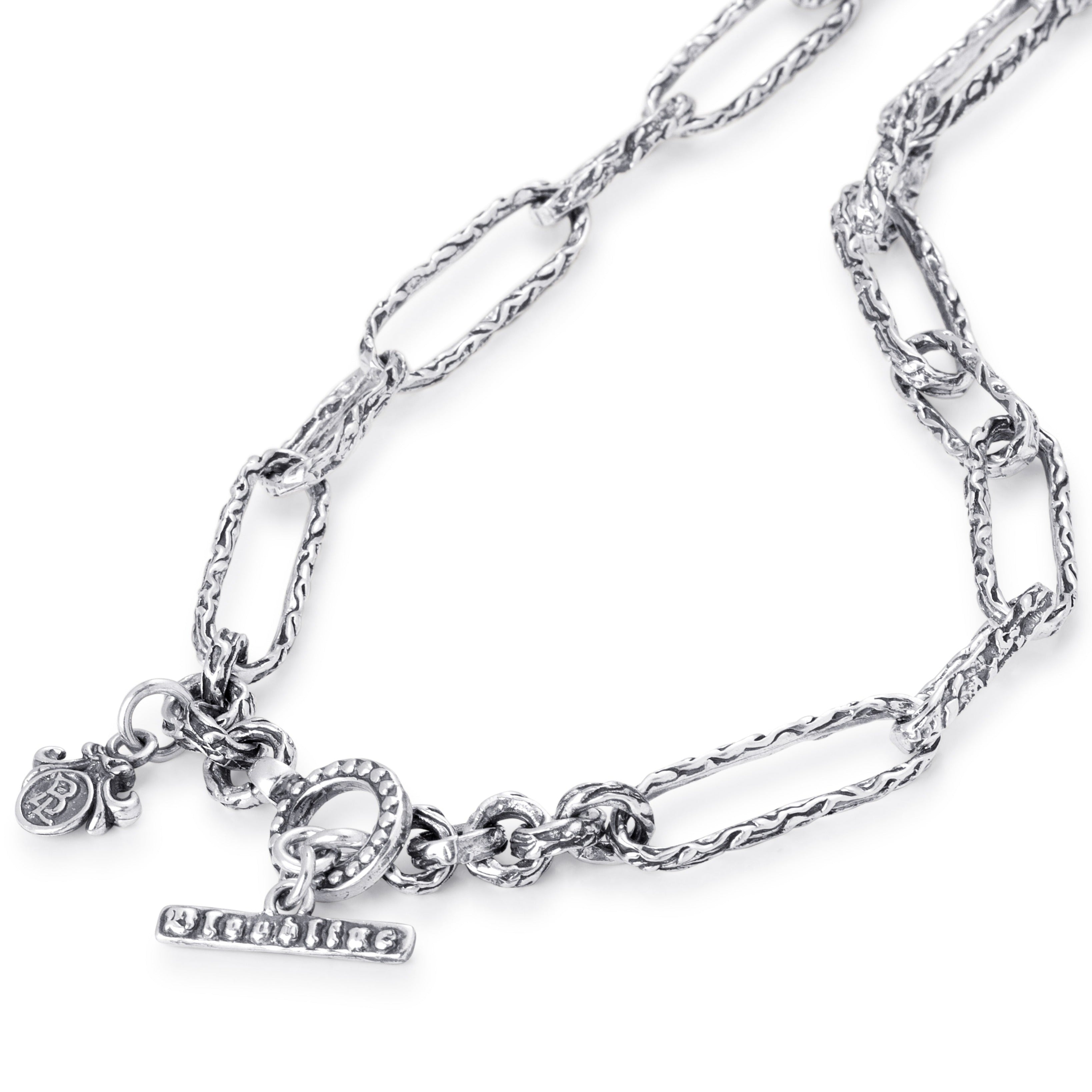 The Eternal Vine Rectangle Link Necklace In Sterling Silver, 9.5mm