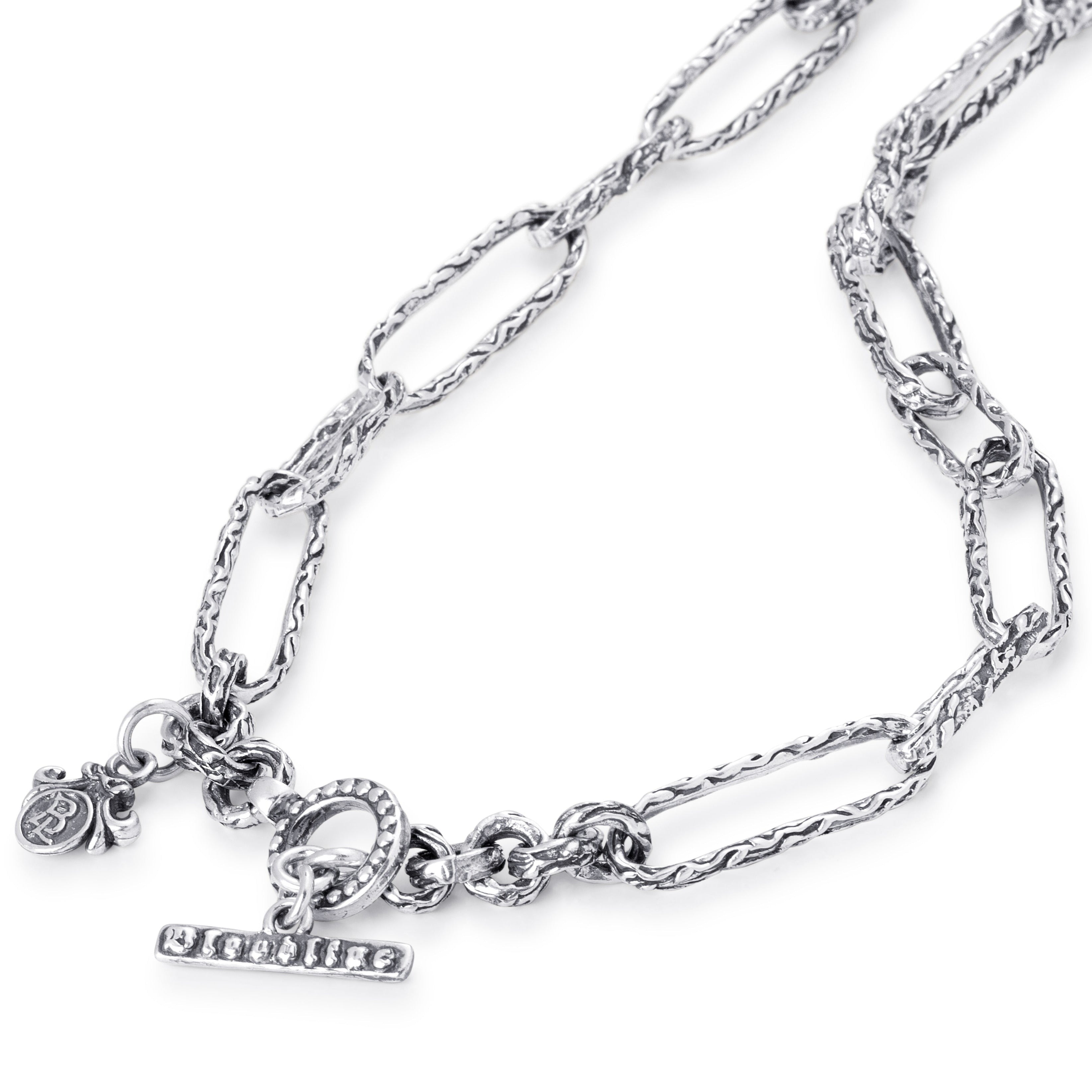 The Eternal Vine Rectangle Link Necklace In Sterling Silver, 9.5mm