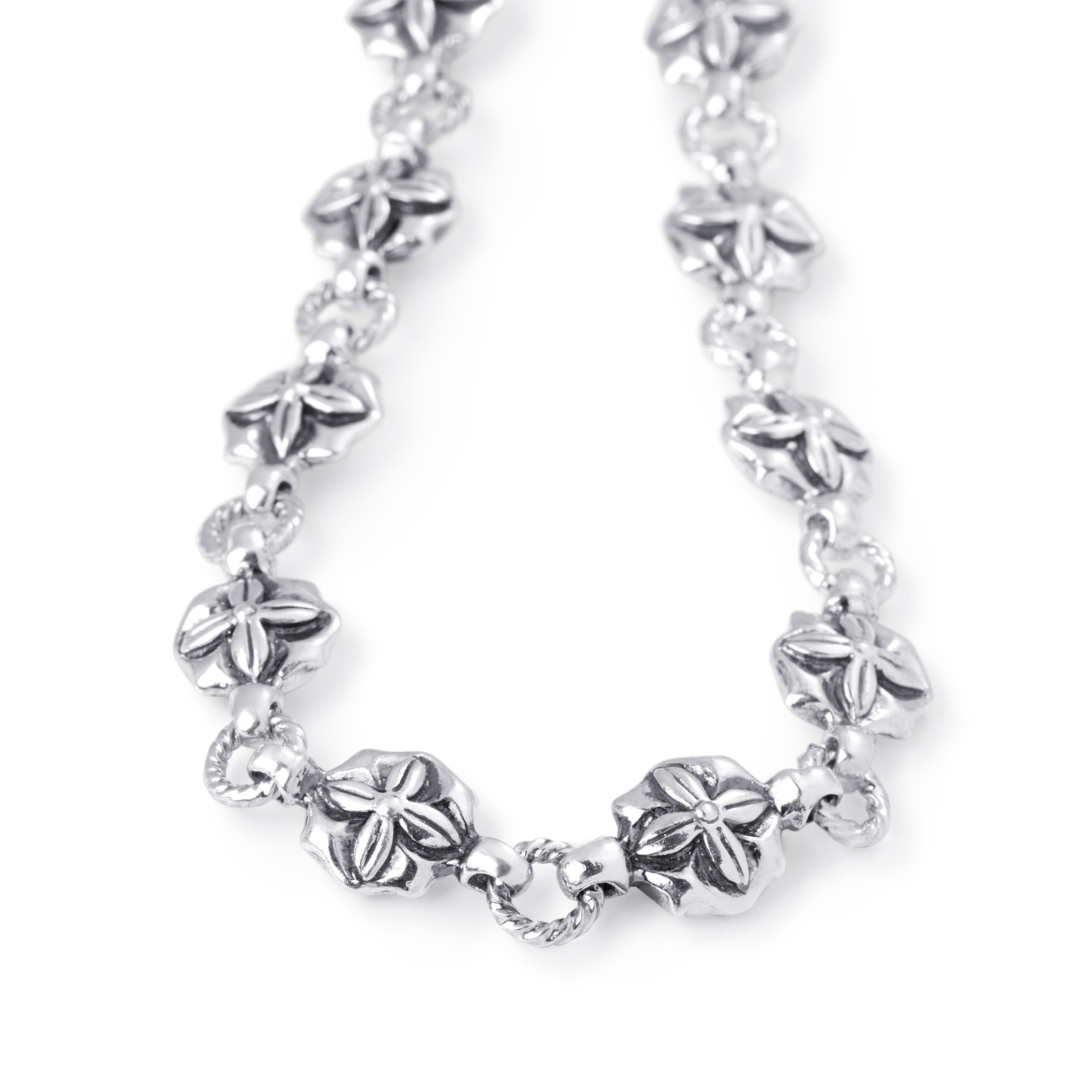 Antique Floral Ⅱ Link Necklace in Sterling Silver, 11mm