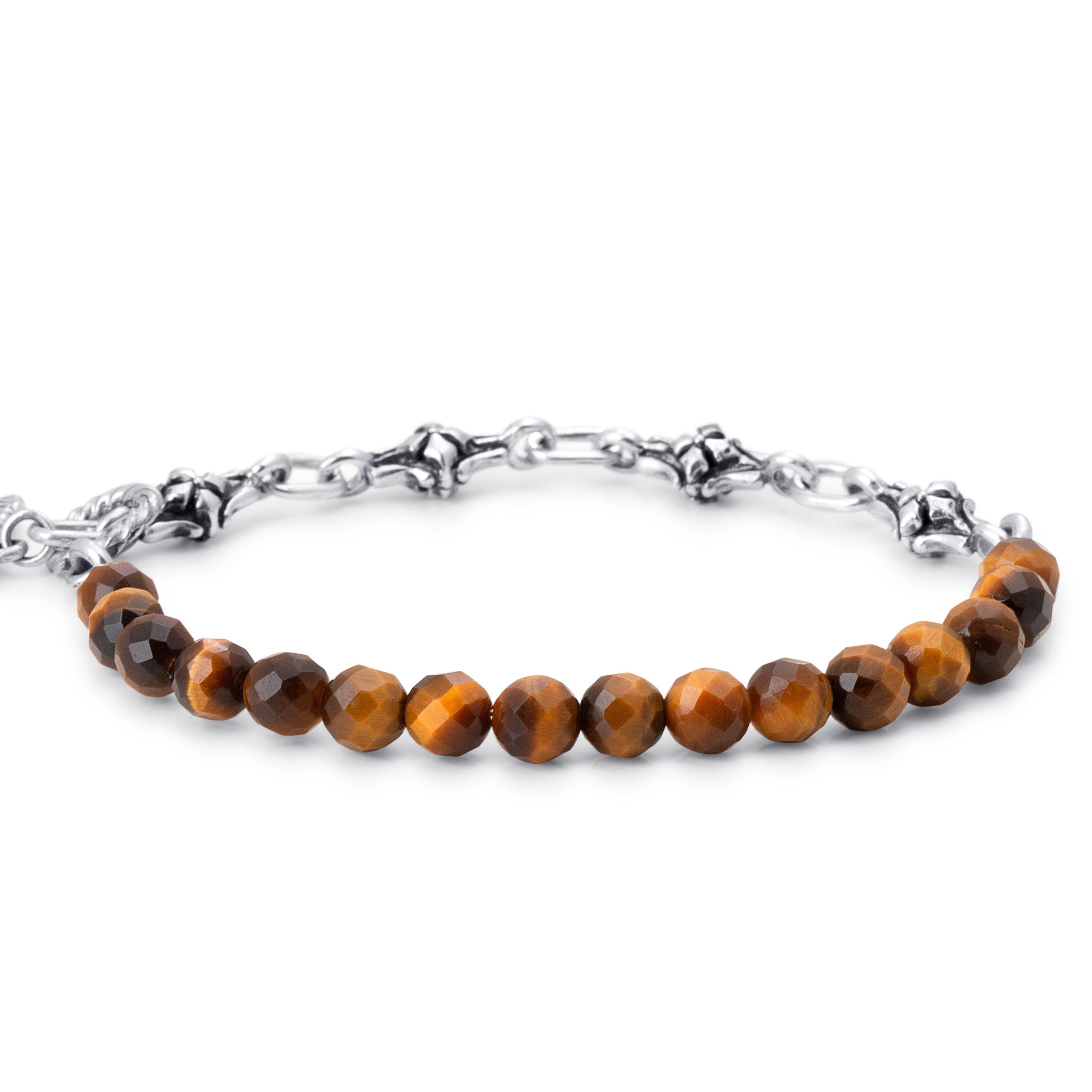 Bloodline Design Mens Bracelets The Beaded Barcelona Link Bracelet With Tiger Eye