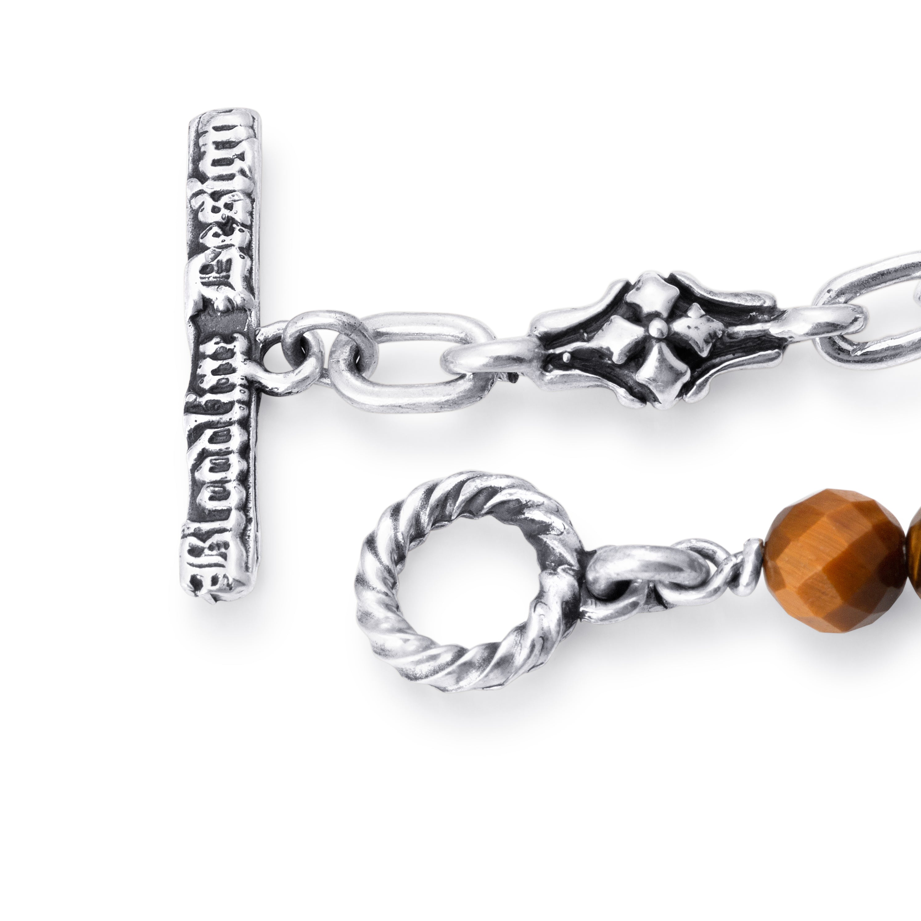 Bloodline Design Mens Bracelets The Beaded Barcelona Link Bracelet With Tiger Eye