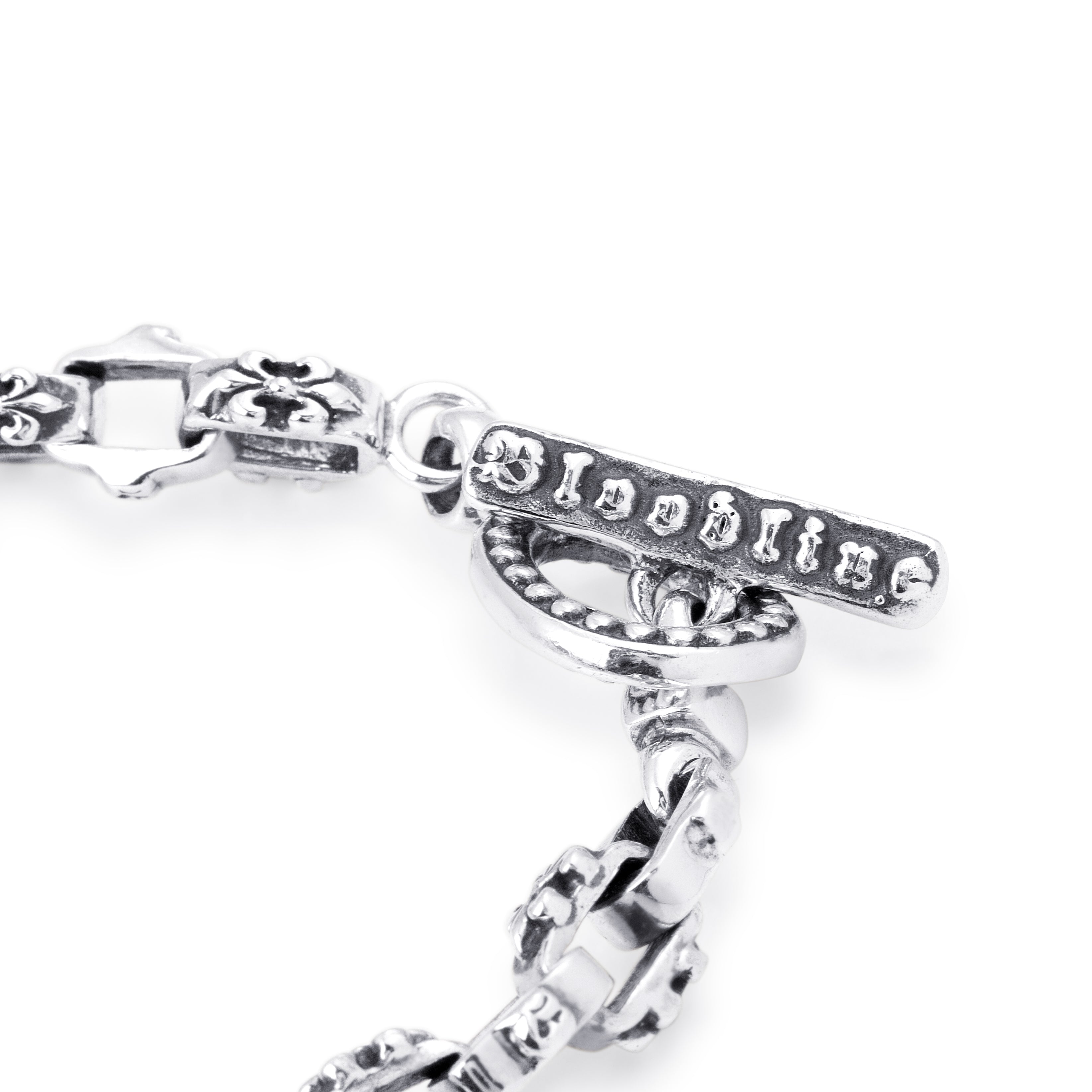 Box Link Fleur-de-Lis Bracelet in Sterling Silver, 10mm