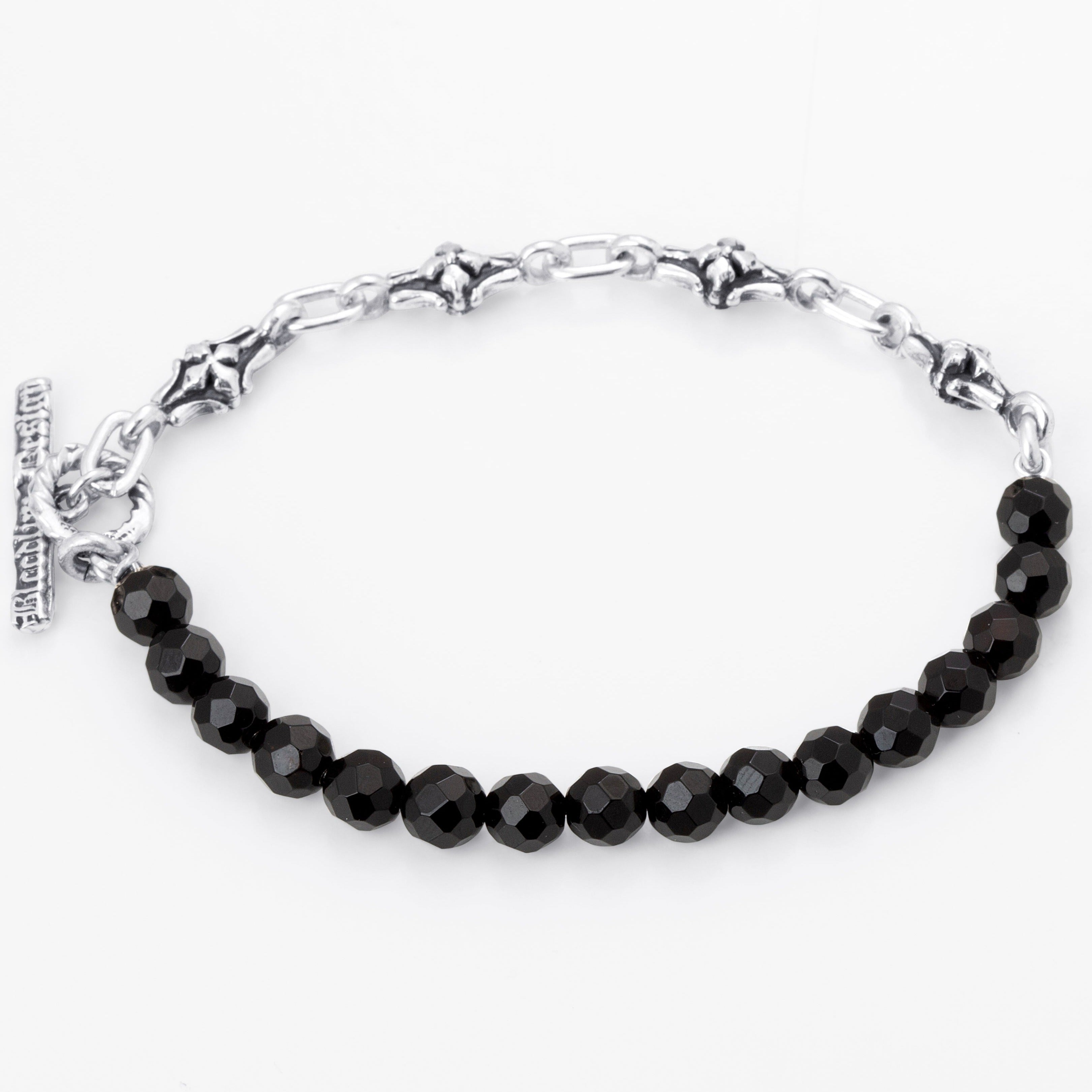 Bloodline Design Mens Bracelets The Beaded Barcelona Link Bracelet With Onyx