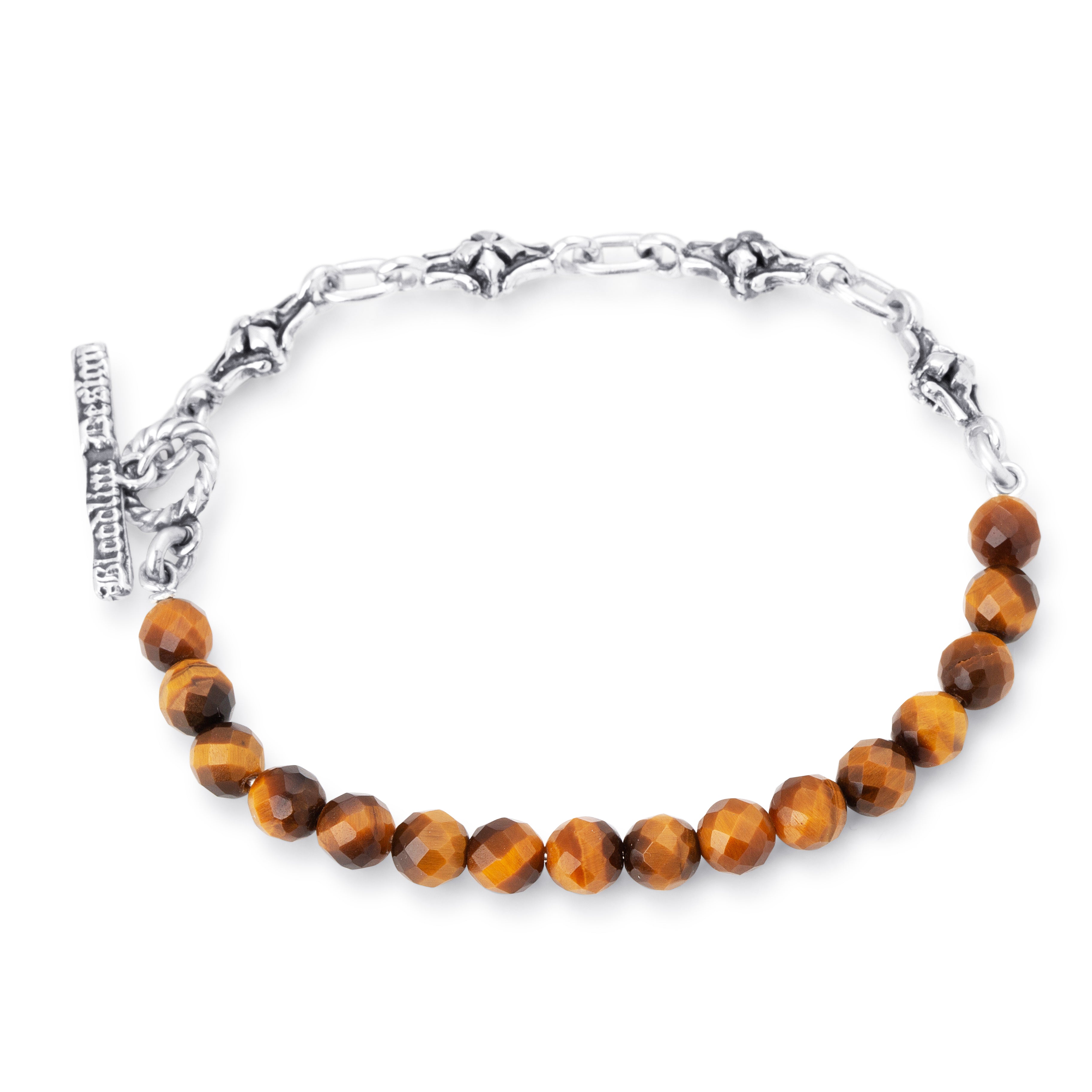 Bloodline Design Mens Bracelets The Beaded Barcelona Link Bracelet With Tiger Eye