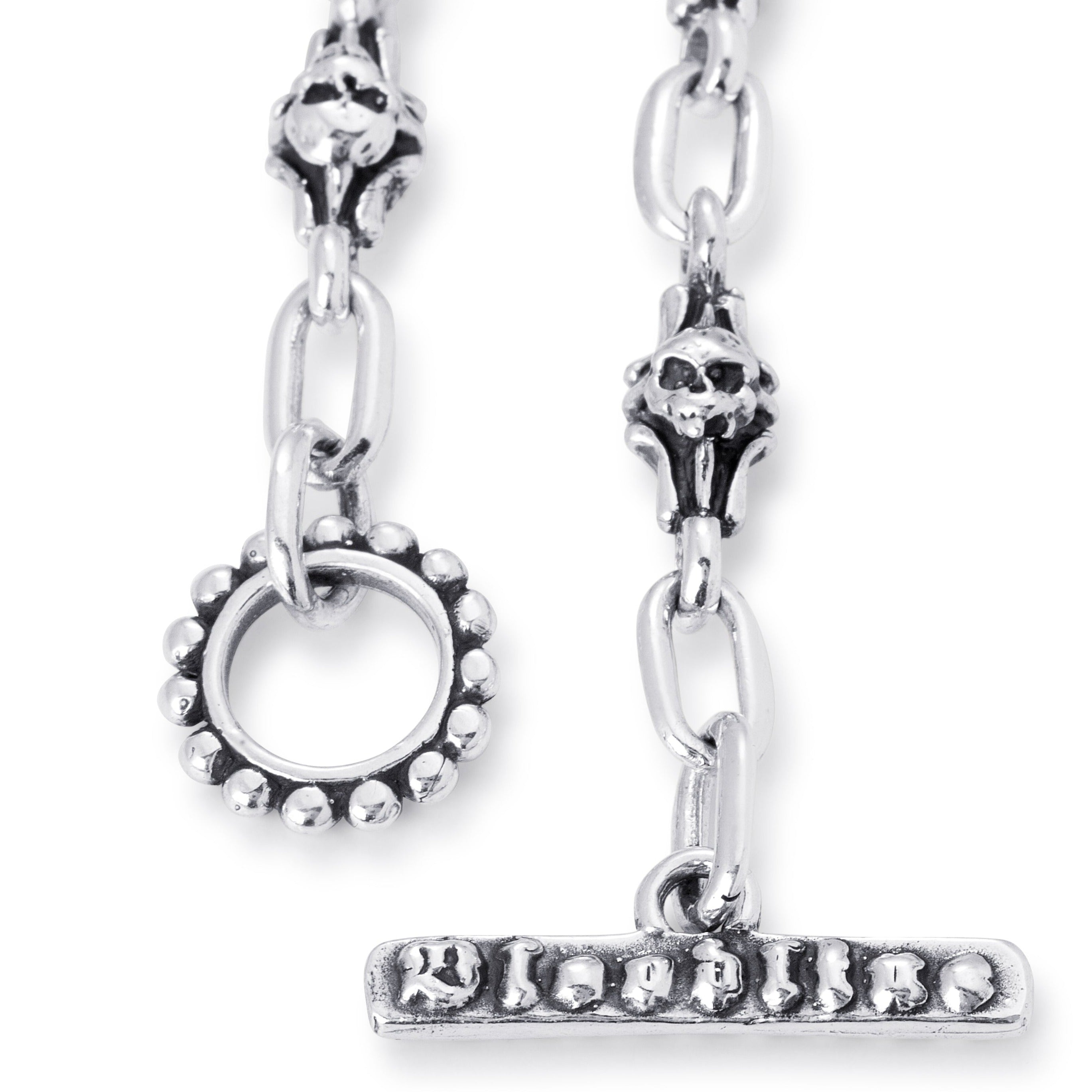Barcelona Skull Chain Link Bracelet in Sterling Silver, 6mm