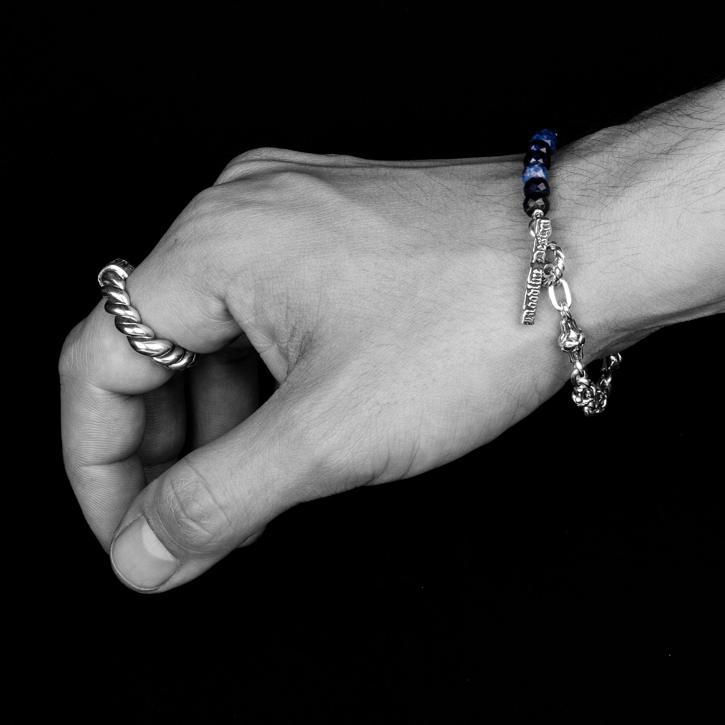 Beaded Barcelona Link Bracelet With Sodalite and Sterling Silver, 6mm