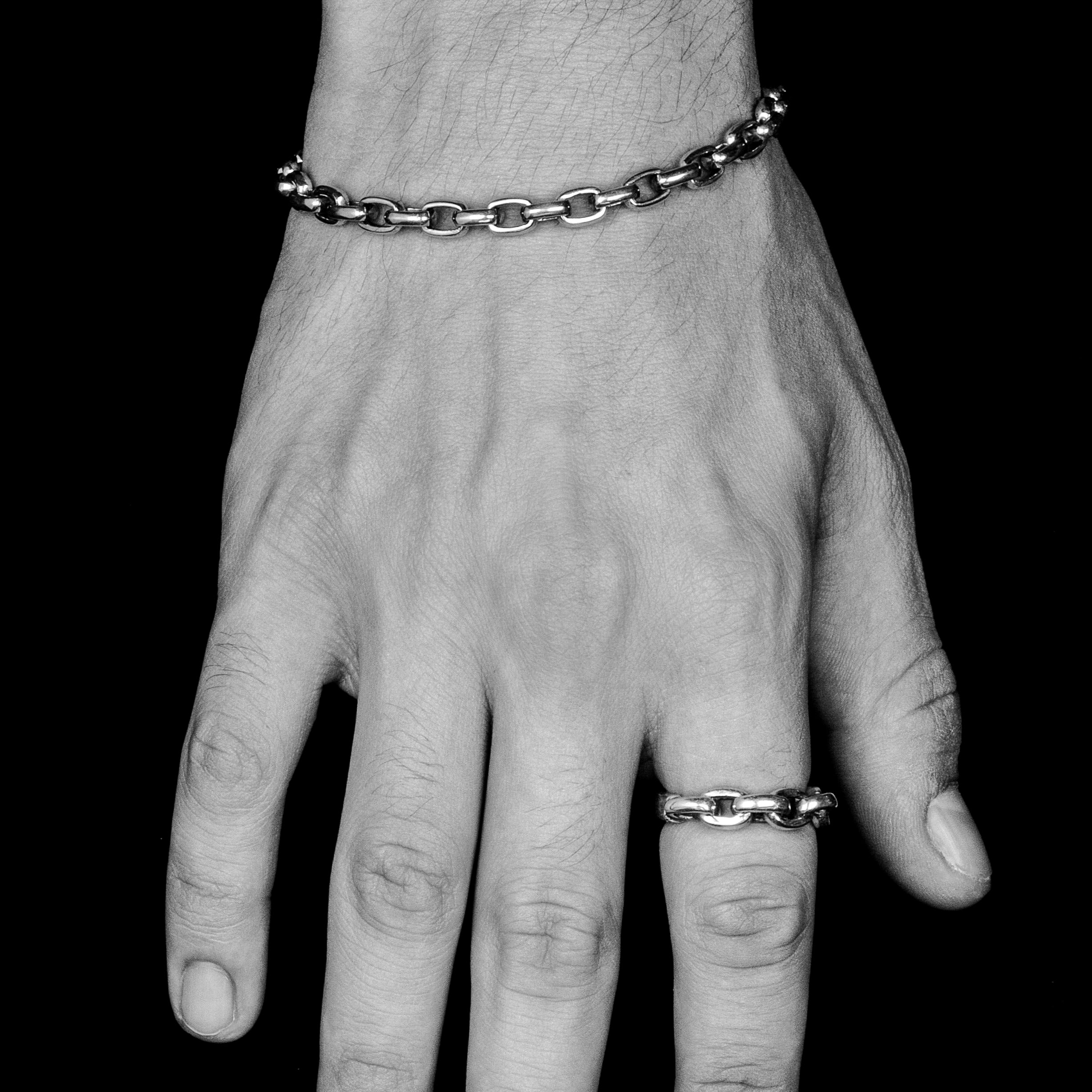 Bloodline Design Mens Bracelets Vintage Watch Fob Bracelet shown on a model.