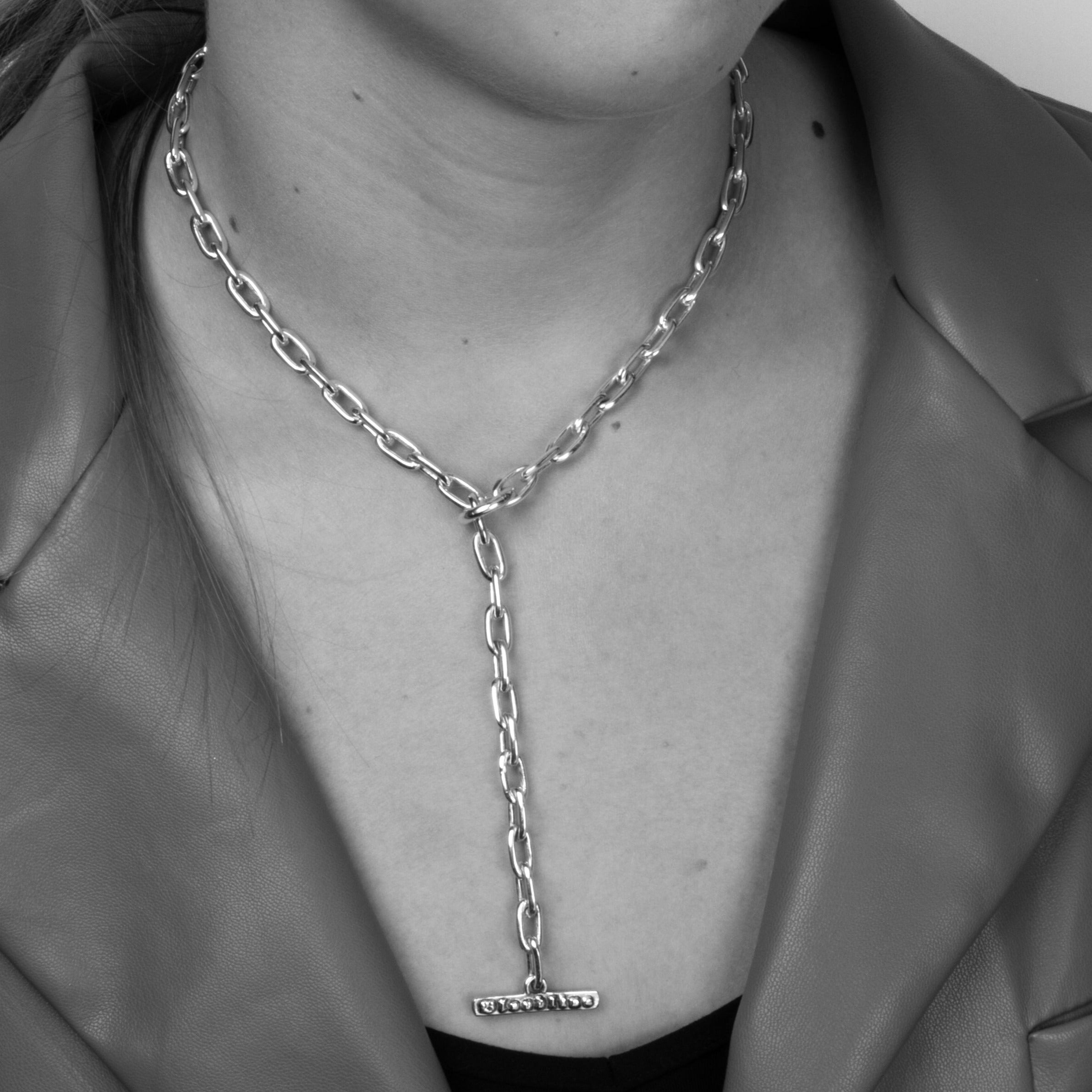 Bloodline Design Canada W-Necklaces The London Link Chain shown on a model