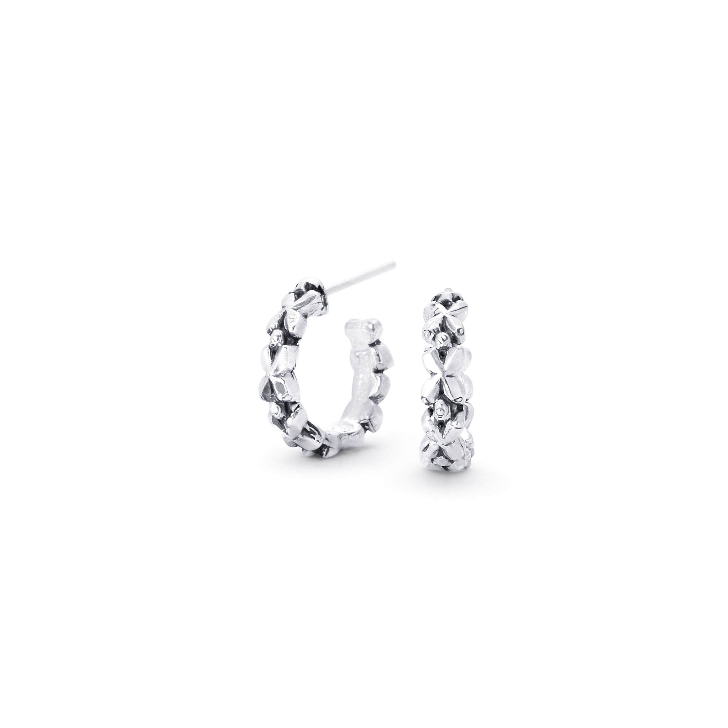 Small Eternal Floral Hoop Sterling Silver Earrings - 4mm
