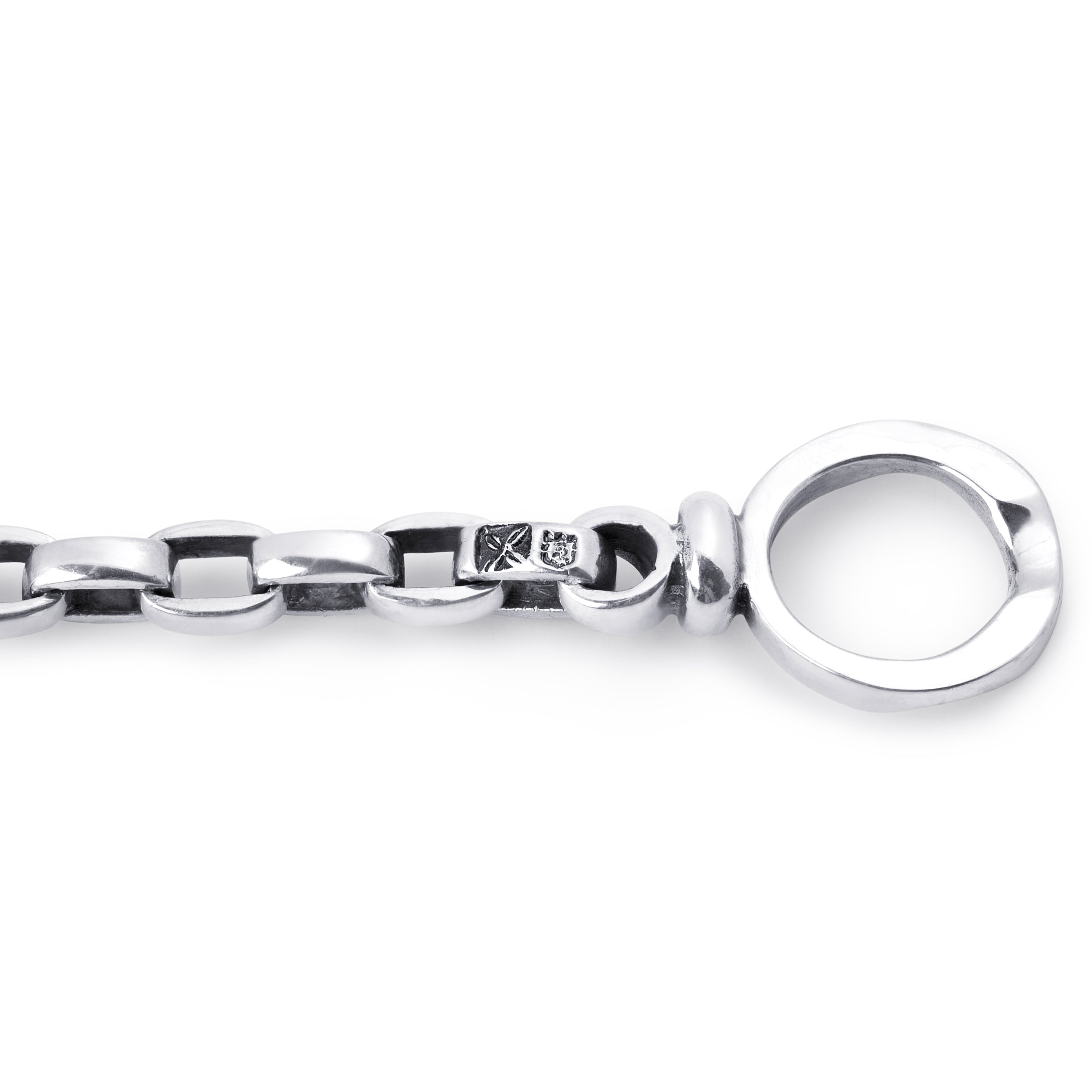 Large Vintage Watch Fob Sterling Silver Bracelet - 7mm