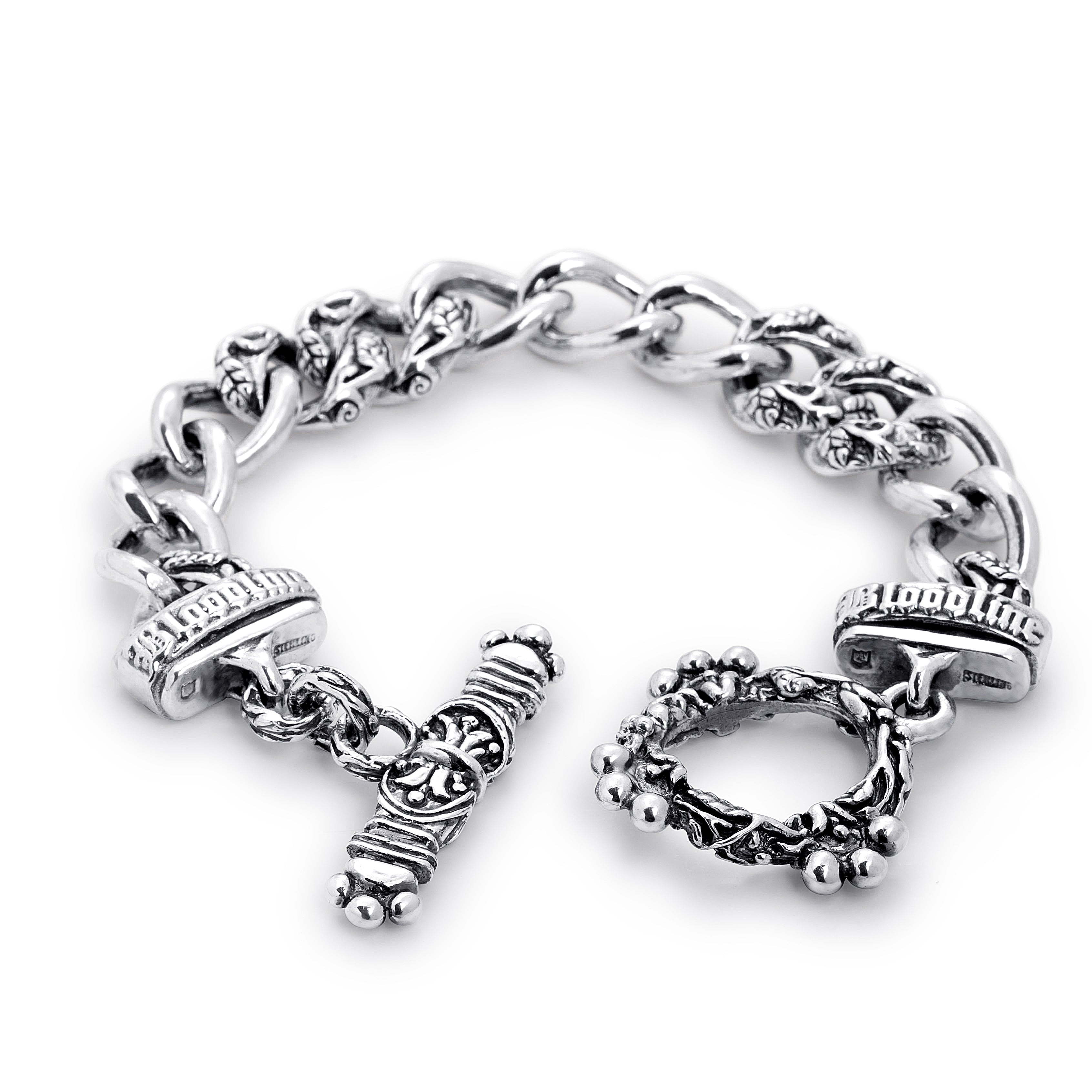 Even Quarters Curb Link Bracelet in Sterling Silver, 16mm