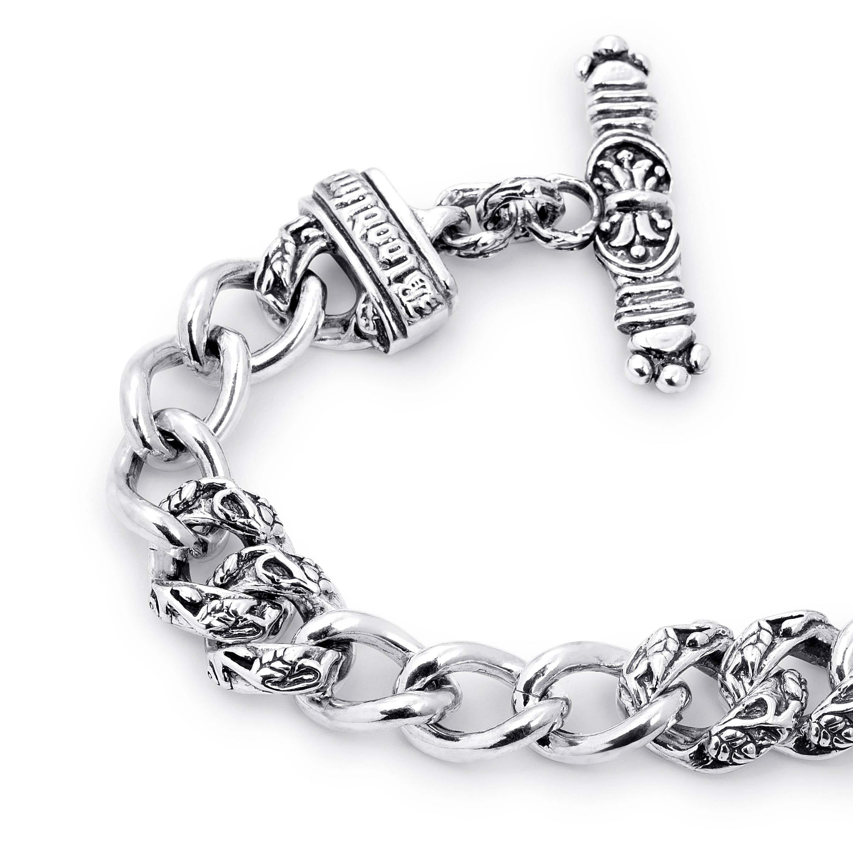 Even Quarters Curb Link Bracelet in Sterling Silver, 16mm