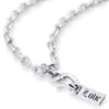 deeply etched Love word bar pendant in sterling silver