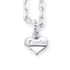 Solid Sterling Silver Classic Heart Pendant with Familia etched on the face