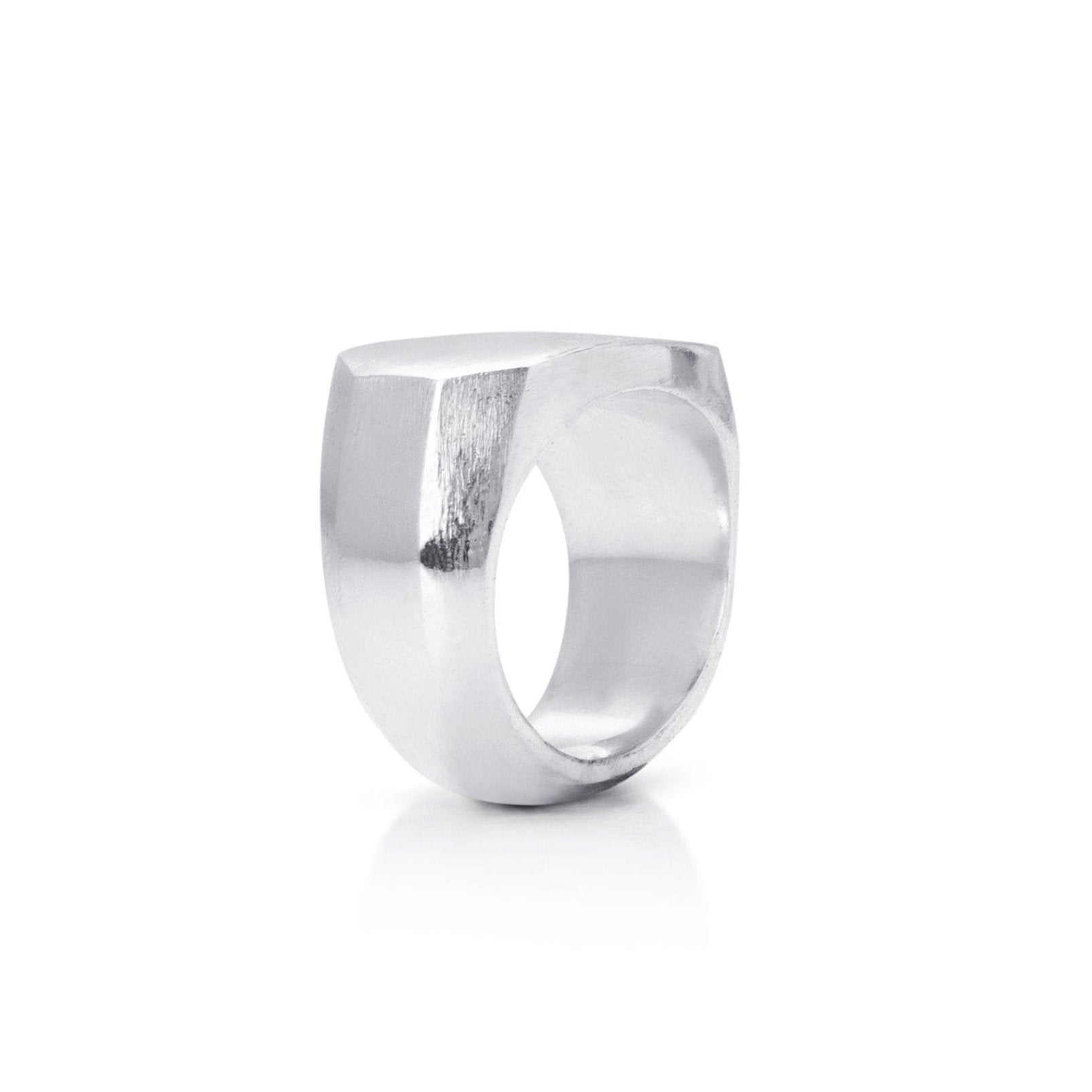 Side shot of the Forged Octagonal Signet Ring In Sterling SiIver