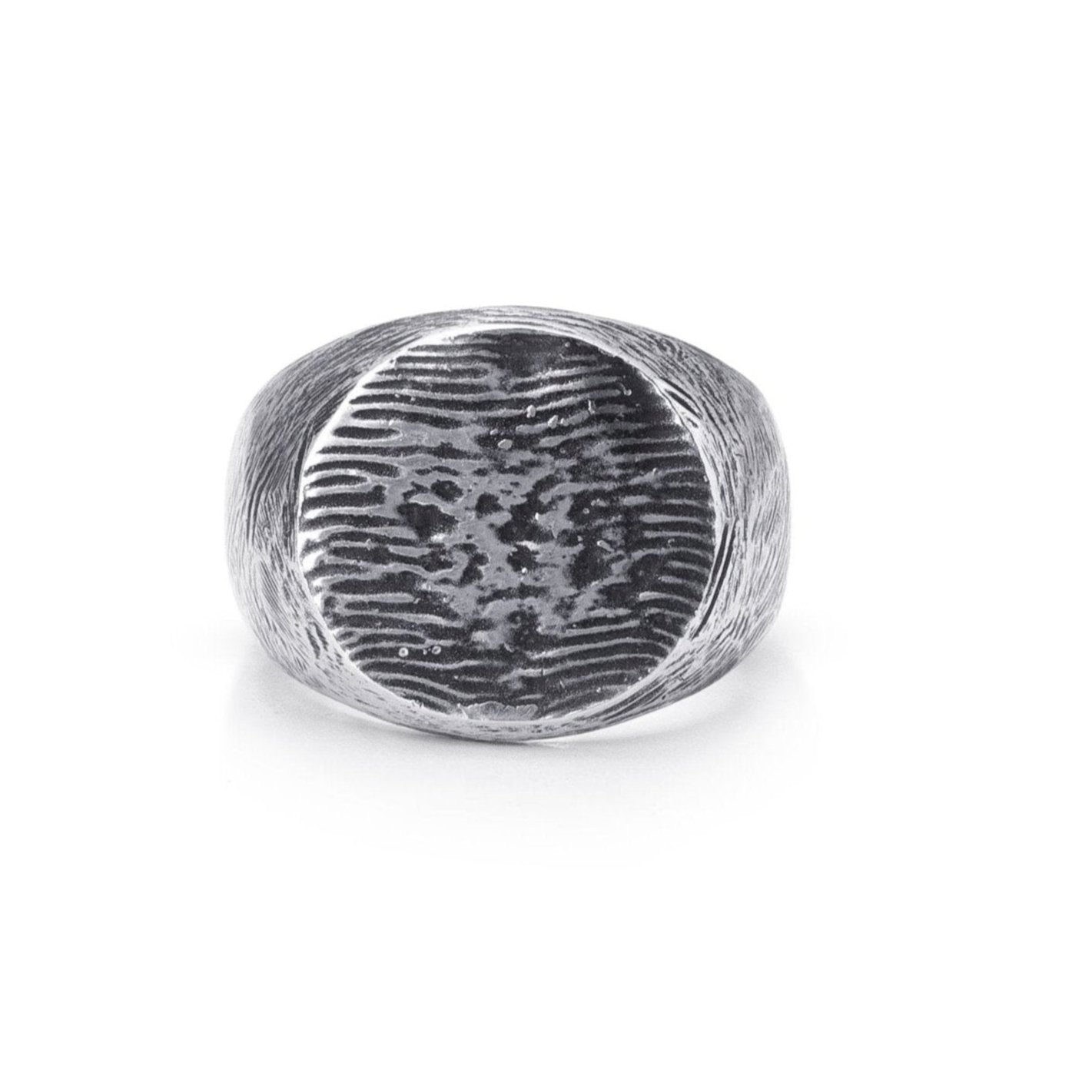 Sterling silver forged oval faced signet ring