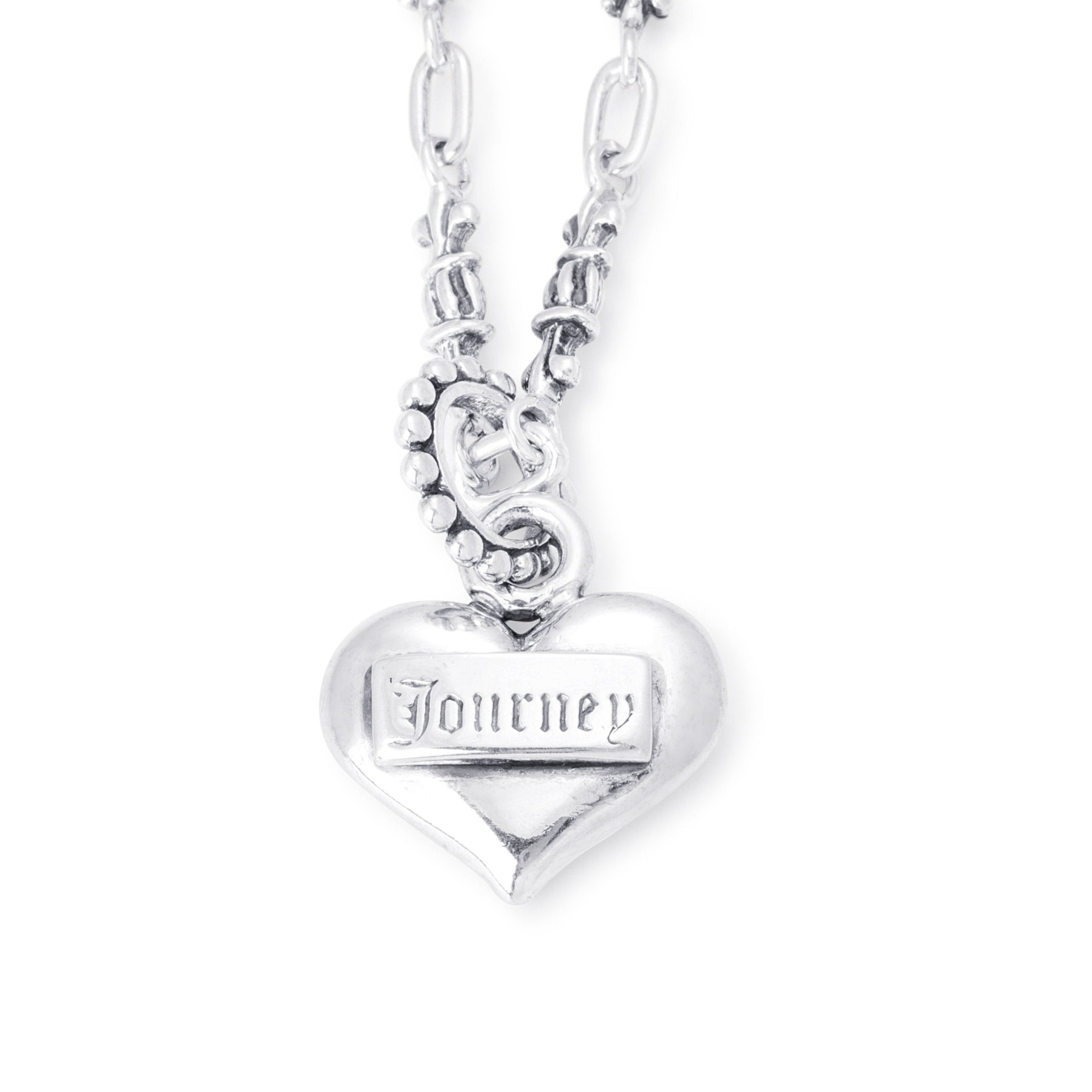 Solid Sterling Silver Classic Heart Pendant with Journey etched on the face