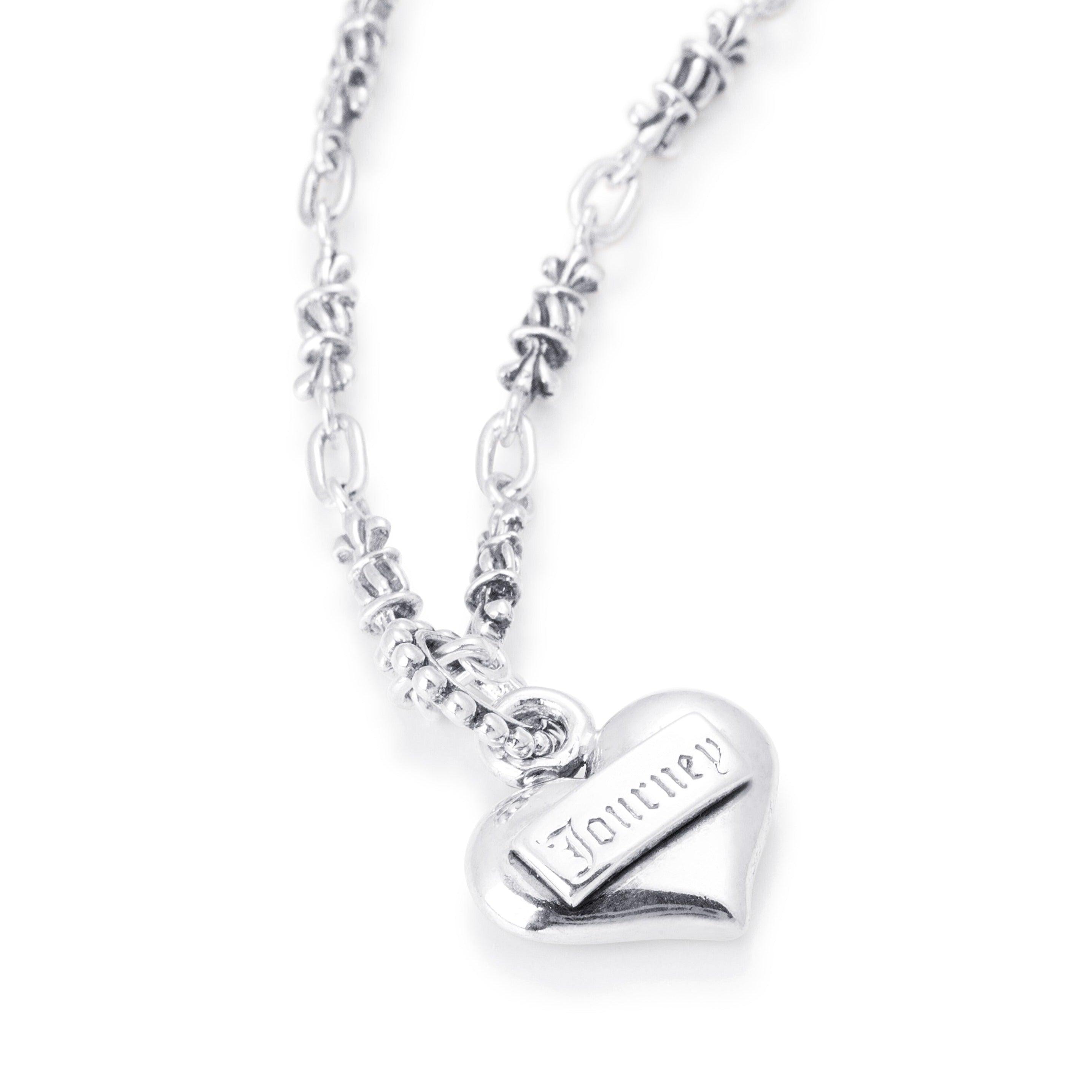 Solid Sterling Silver Classic Heart Pendant with Journey etched on the face