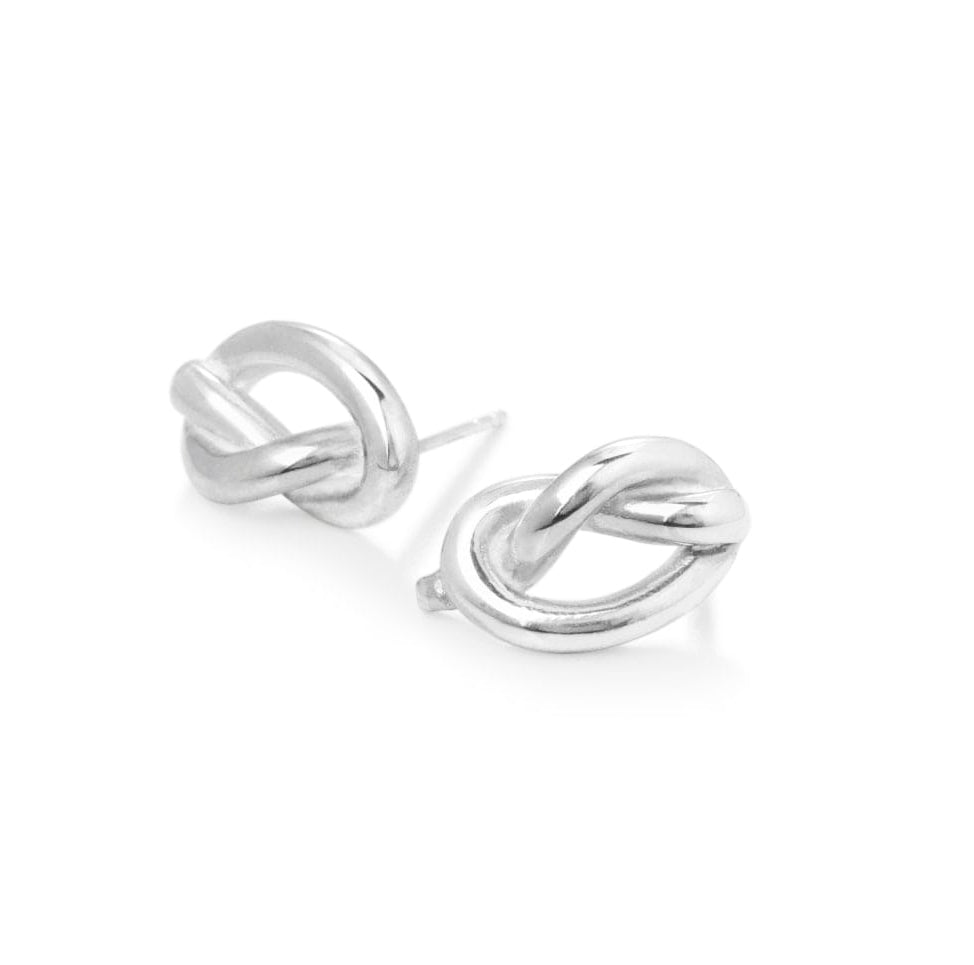 Love Knot Stud Earrings in Sterling Silver, 15mm – BLOODLINE DESIGN