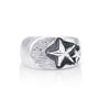 Product shot of the Medium Forged Rising Star Signet Ring In Sterling Silver, 8mm