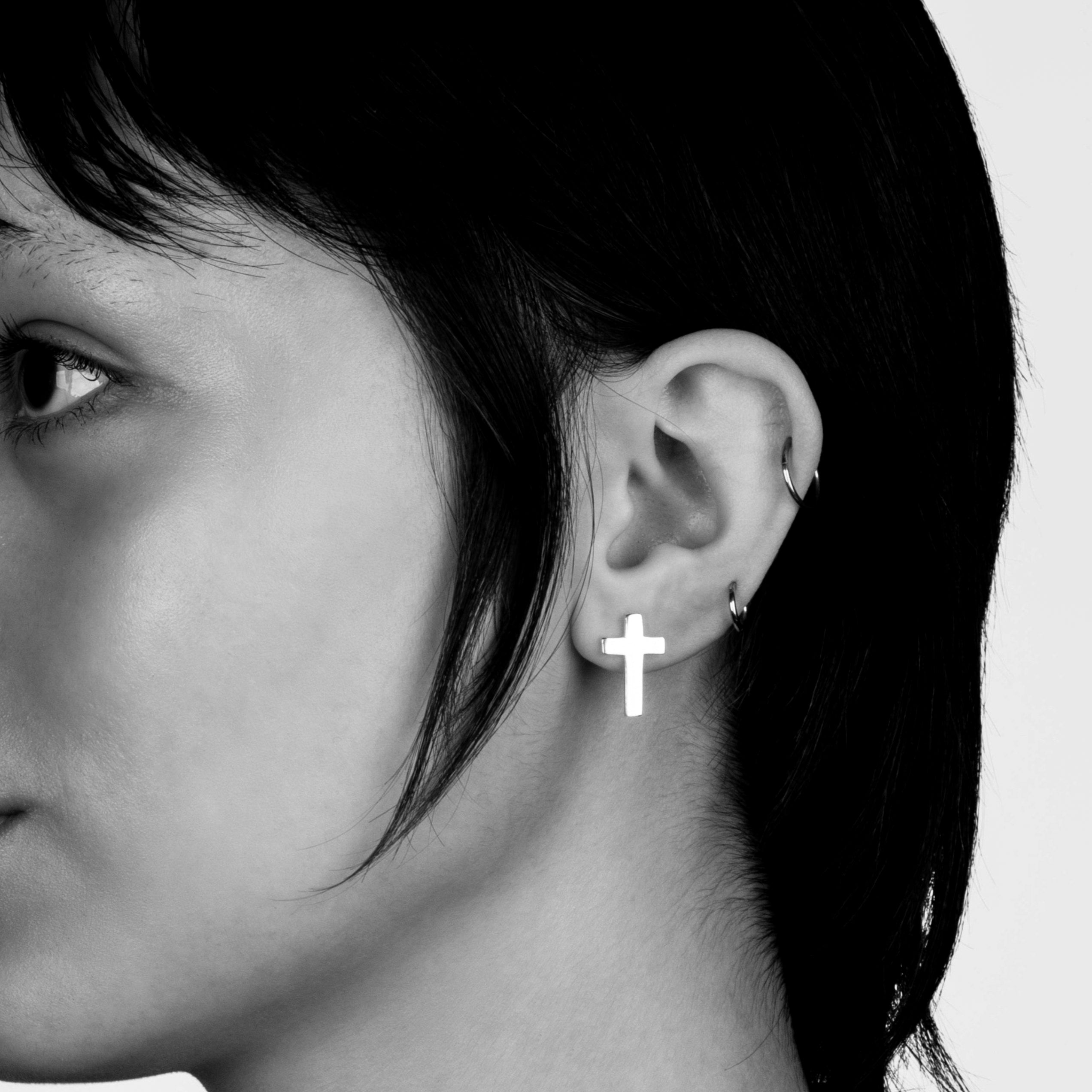 Bloodline Design Womens Earrings cross stud earrings