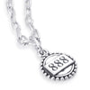 Solid Sterling Silver pendant, edged with beaded design and centred with Angel Numbers