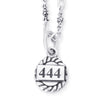 Solid Sterling Silver pendant, edged with twisting rope and centred with Angel Numbers