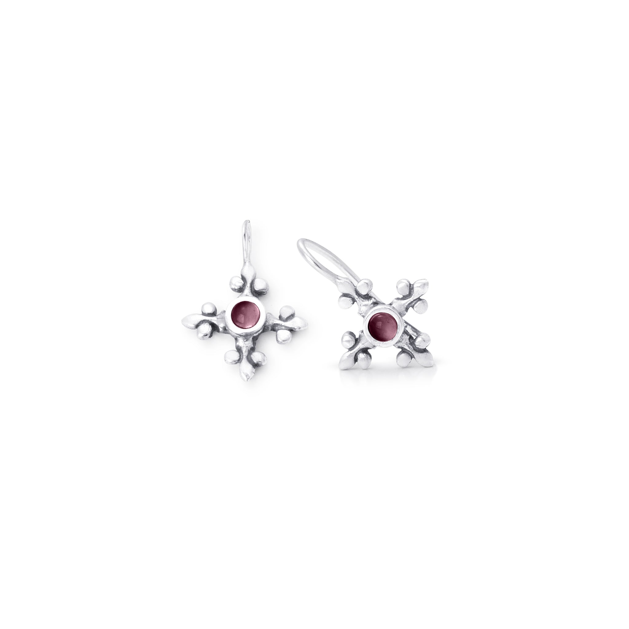 French Cross Hook Earrings with gemstone