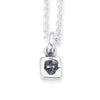 Solid Sterling Silver tablet style pendant stamped with a skull design.
