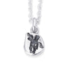 Solid Sterling Silver tablet style pendant stamped with an angel design.