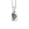 Solid Sterling Silver tablet style pendant stamped with a wing design.