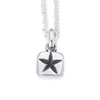 Solid Sterling Silver tablet style pendant stamped with a star design.