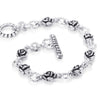 Solid Sterling Silver rose linked bracelet with Toggle clasp