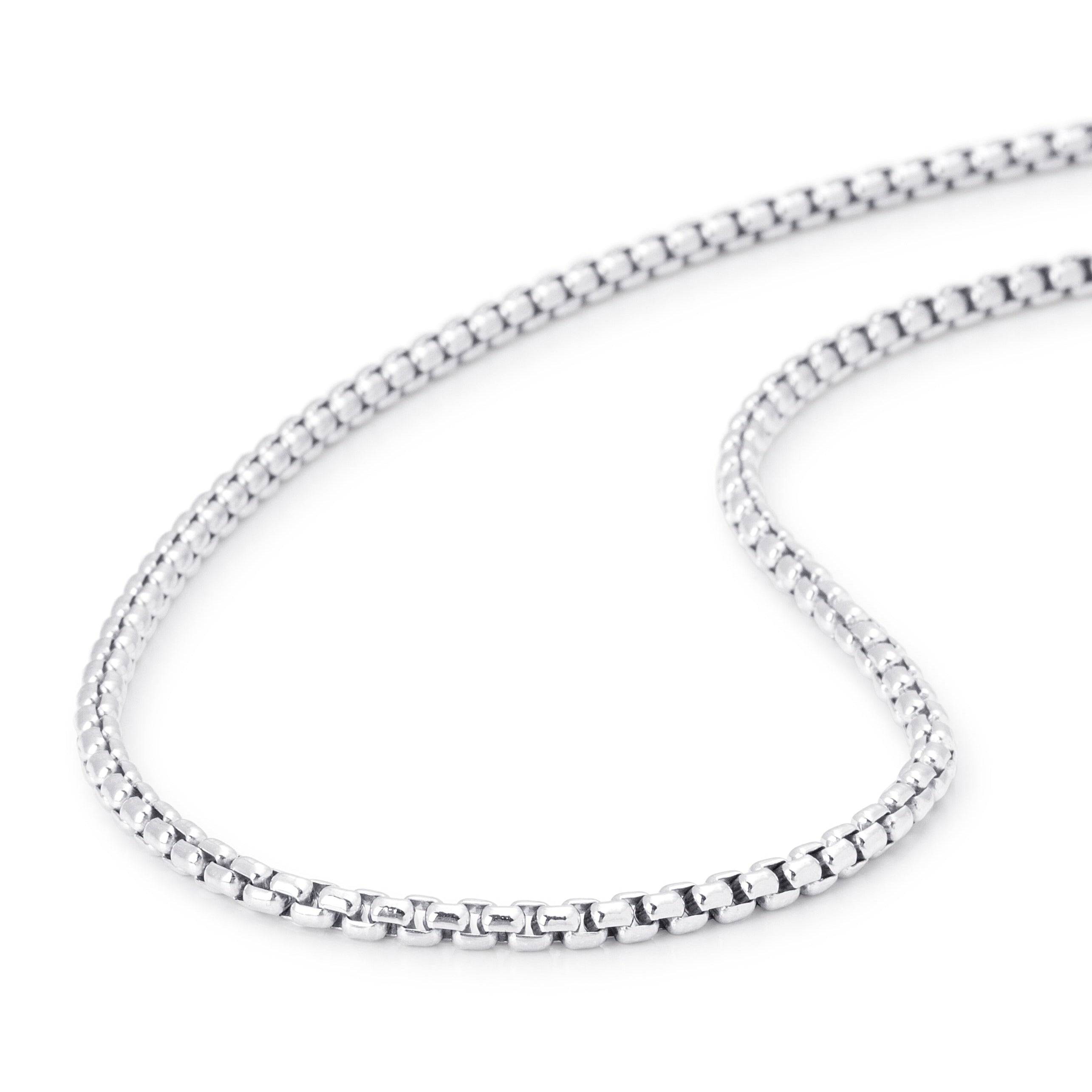 Rounded Box Link Chain Necklace in Sterling Silver, 3.7mm – BLOODLINE ...