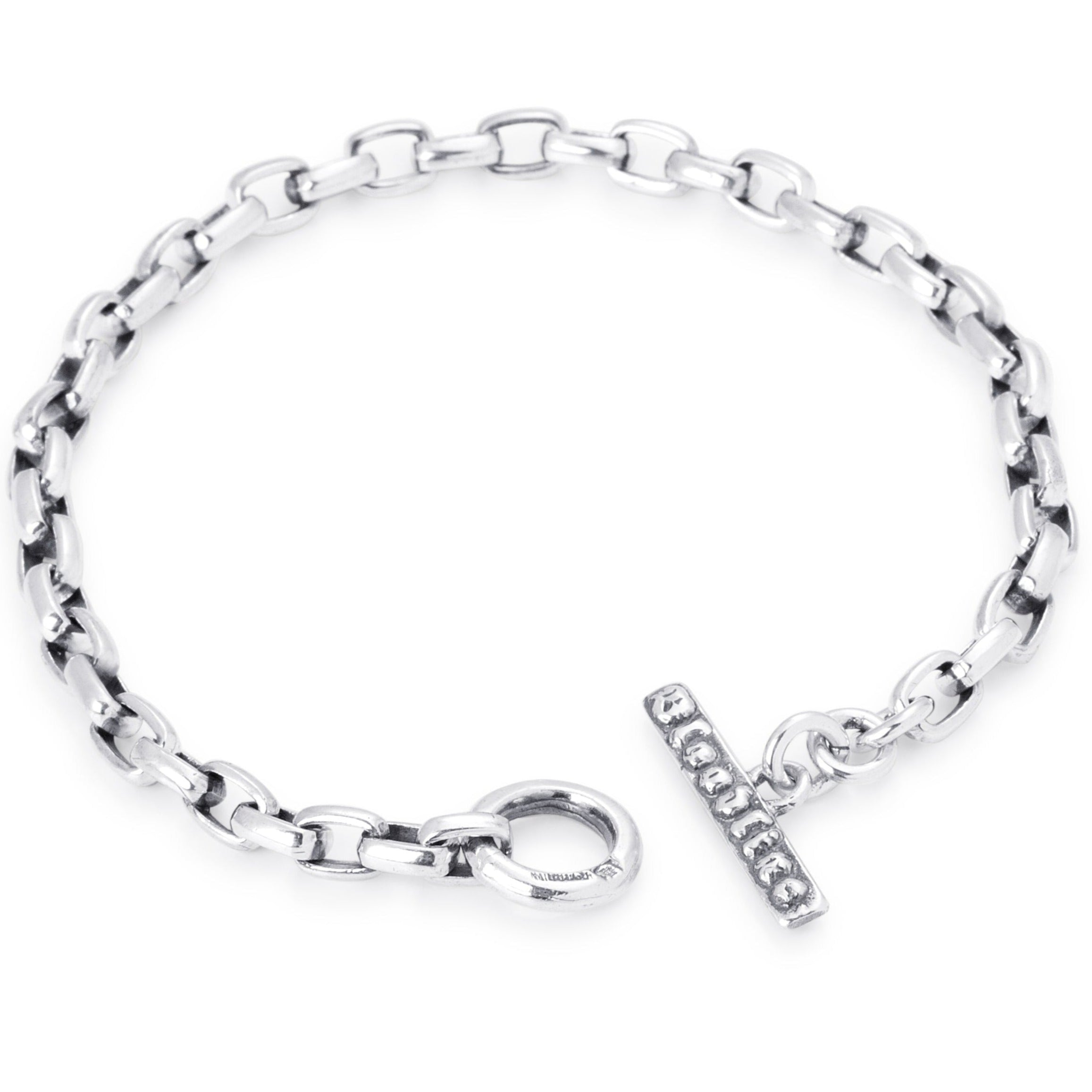 Vintage Watch Fob Link Bracelet in Sterling Silver, 6mm