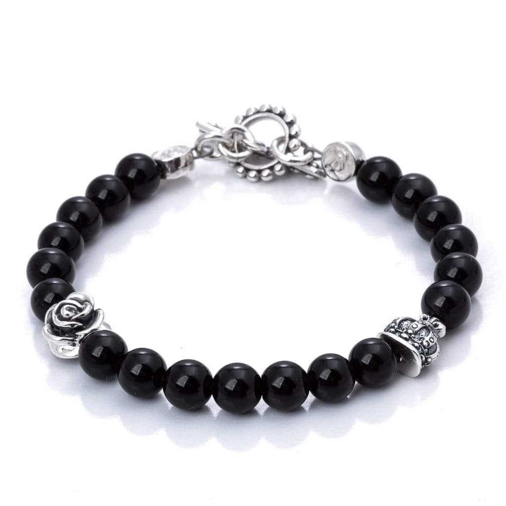 Bloodline Design Bead S / Onyx The Crown and Rose Buddha Bracelet