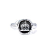 Solid Sterling Silver Ring Wax stamp head with Crown, front view