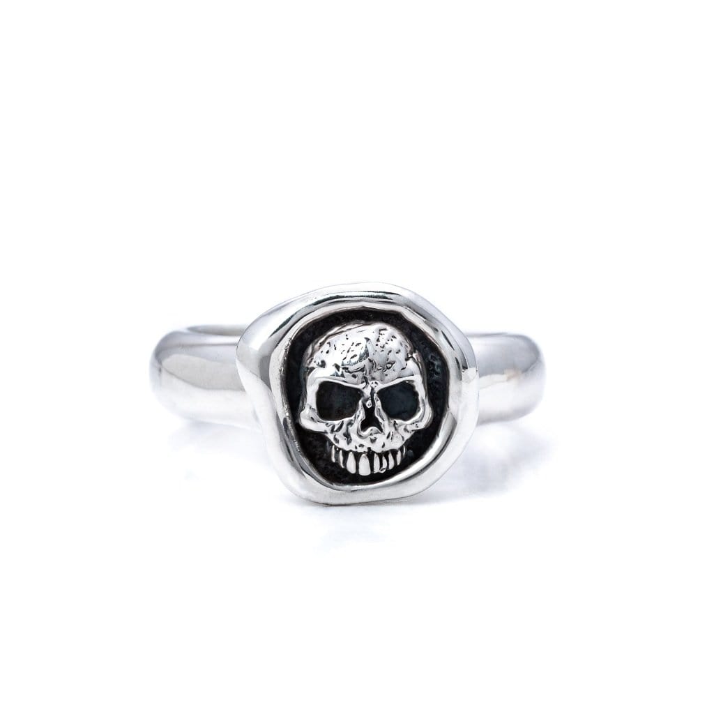 Solid sterling silver the Skull Wax Stamp Ring
