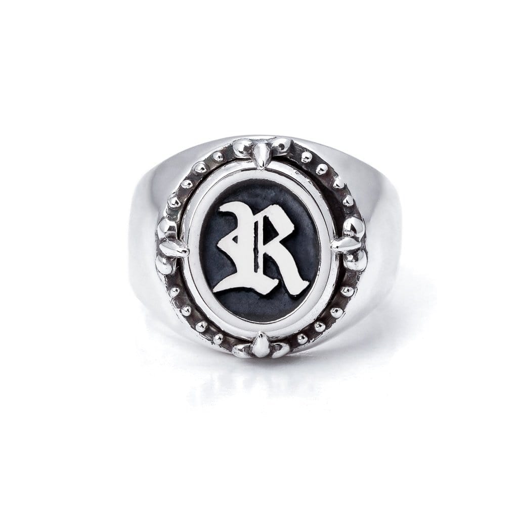 Bloodline Design Personalized R / 5 Old World Signet Ring